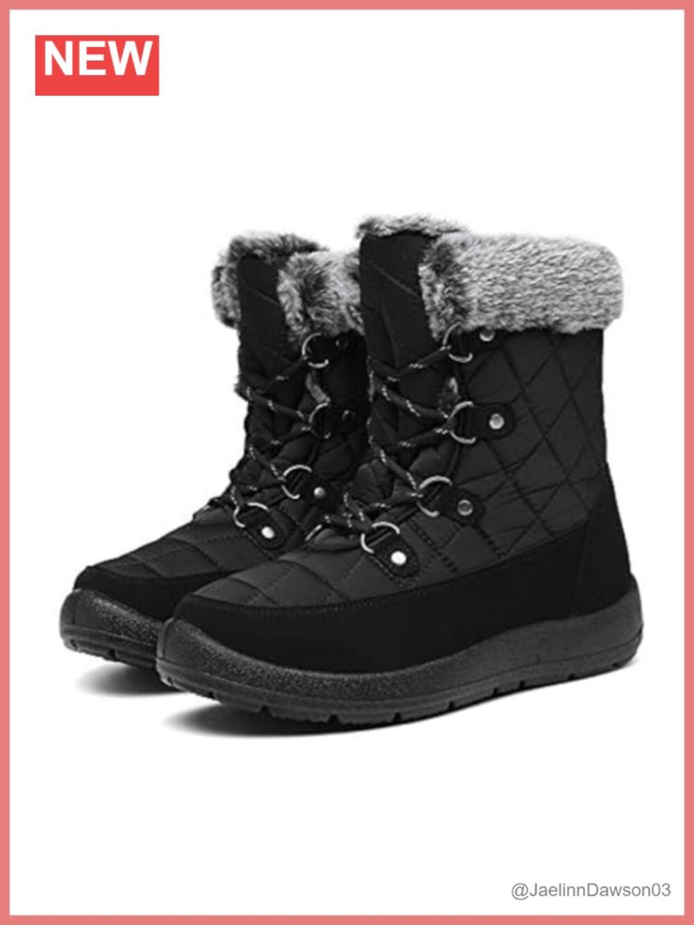 Womens Winter Snow Boots Fur Lined Waterproof Lace-Up Ankle Booties